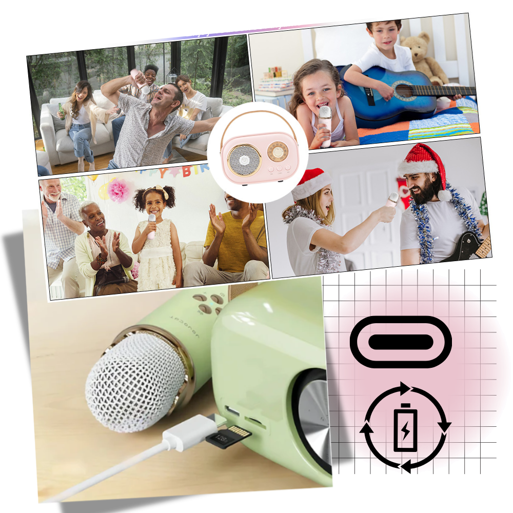 Bluetooth Dual Mic Kids Mini Karaoke - Ozerty