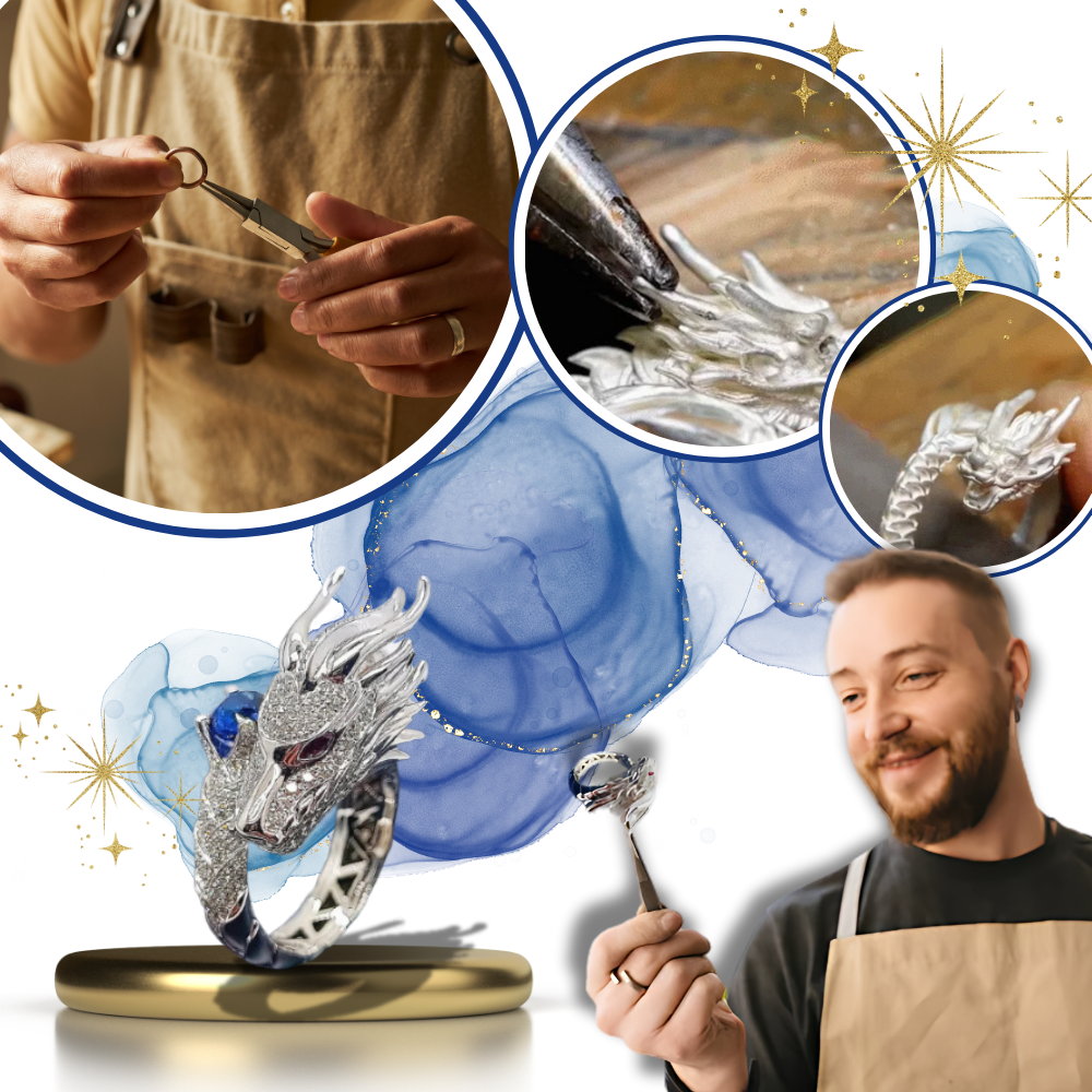 Unique Handmade Silver Dragon Ring - Ozerty