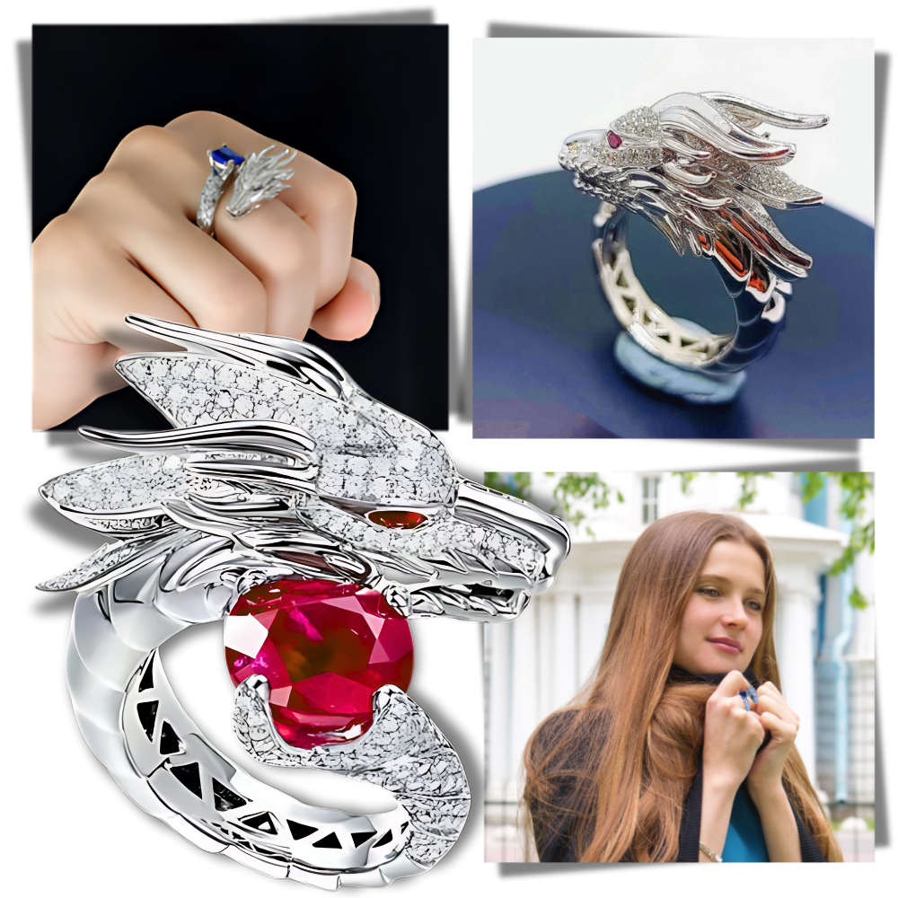 Unique Handmade Silver Dragon Ring - Ozerty